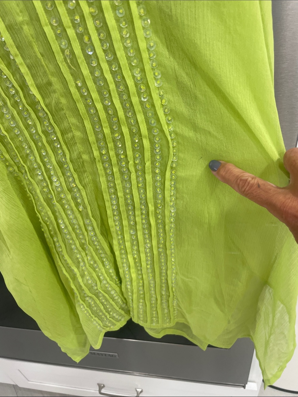 Lime Embellished V-Neck Women's cover up in lime - Picture 8 of 9